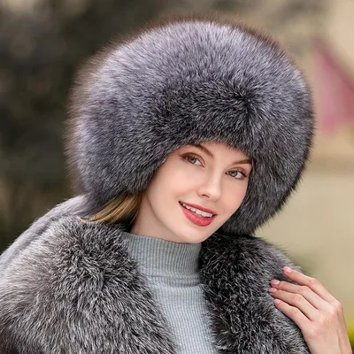 Купить Новая меховая шапка женская зимняя холодная элегантная шапка  принцессы с лисьим мехом и хвостом уличная теплая шапка с полной защитой  ушей | Joom