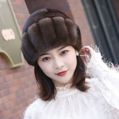 Лидер продаж, женские зимние шапки, норковая меховая шапка, полная пеллет,  роскошные женские шапки из натурального меха норки, зимние теплые меховые  шапки | AliExpress