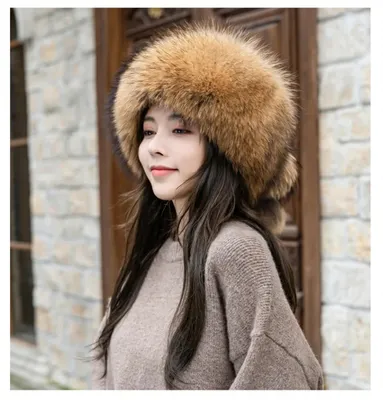 Купить Меховая шапка женская зимняя новая меховая кроличья шерсть модная  теплая шапка из лисьего меха шляпа с полями | Joom