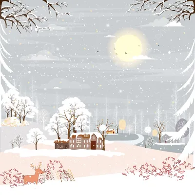 зимний пейзаж в деревне ночью на фоне сельской местности, Милый, празднуя,  белый фон картинки и Фото для бесплатной загрузки