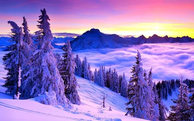 Зимний пейзаж горы - 58 фото