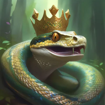 Полоз - большая змея с короной на …» — создано в Шедевруме