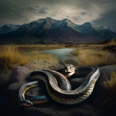 Змея на красивом фоне | Премиум Фото