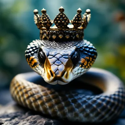 Змея с короной на голове наблюдает…» — создано в Шедевруме
