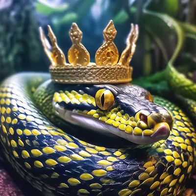 Настоящая змея с короной на голове…» — создано в Шедевруме