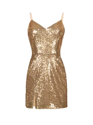Золотое платье-мини в пайетках, артикул L1-23/0-915-Н202 | Купить в  интернет-магазине Yana в Москве