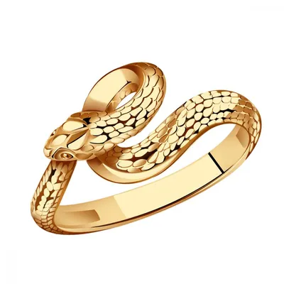 Кольцо Змея с фианитами из красного золота