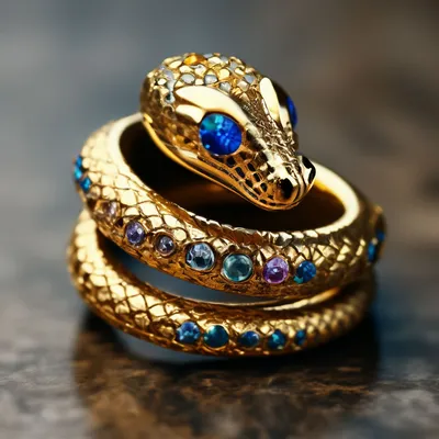 Кольцо Змея в покрытии золотом купить в интернет-магазине Dafna